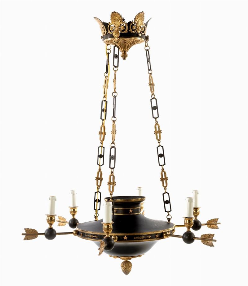 Lampadario in Bronzo Brunito