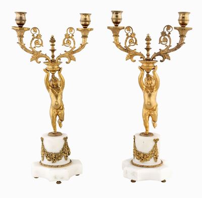 Coppia di Doppieri in Bronzo Dorato