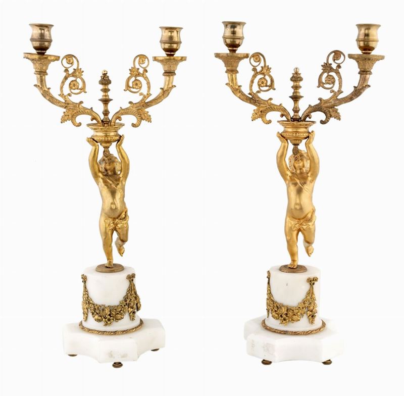 Coppia di Doppieri in Bronzo Dorato