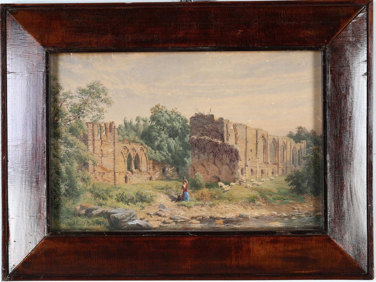 Charles-francois Knébel - Acquedotto Romano con Gregge e Figura di Donna con Cane