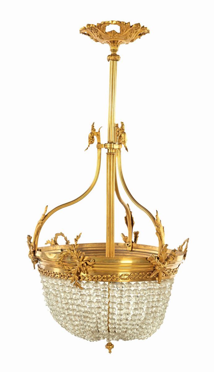 Lampadario in Bronzo Dorato