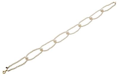 Collarino Perle Bianche con Moschettone Oro Giallo