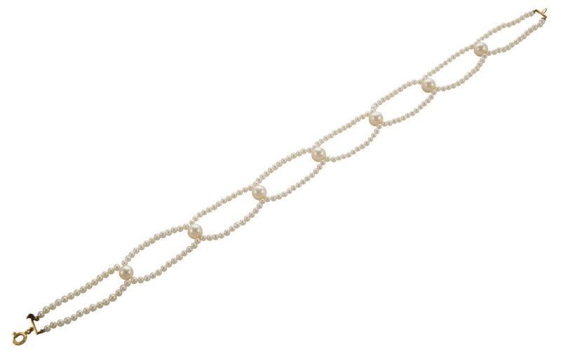 Collarino Perle Bianche con Moschettone Oro Giallo