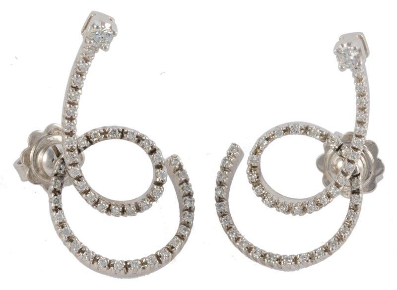 Orecchini a Nodo Oro Bianco Gr 6,30 Brillanti Ct O,49