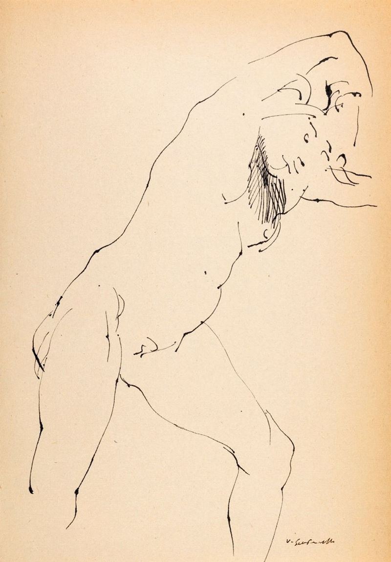 Vincenzo Gaetaniello - Lotto di 5 Disegni Raffiguranti Studio per Nudo Femminile