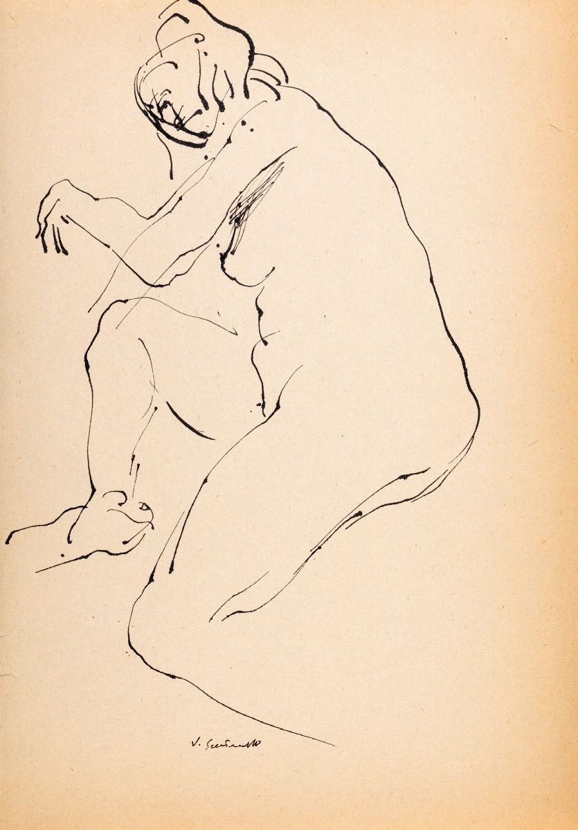Vincenzo Gaetaniello - Lotto di 5 Disegni Raffiguranti Studio per Nudo Femminile
