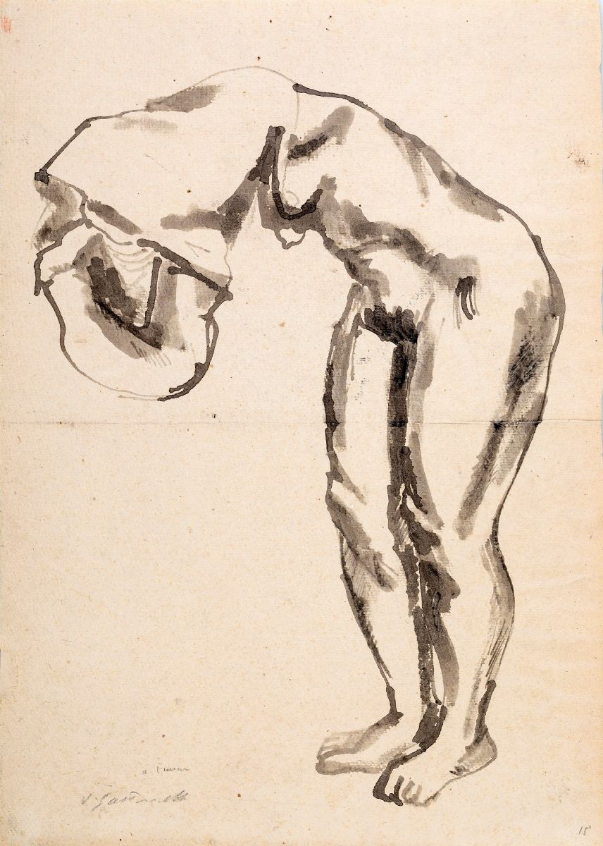 Vincenzo Gaetaniello - Lotto di 5 Disegni Raffiguranti Studio per Nudo Femminile