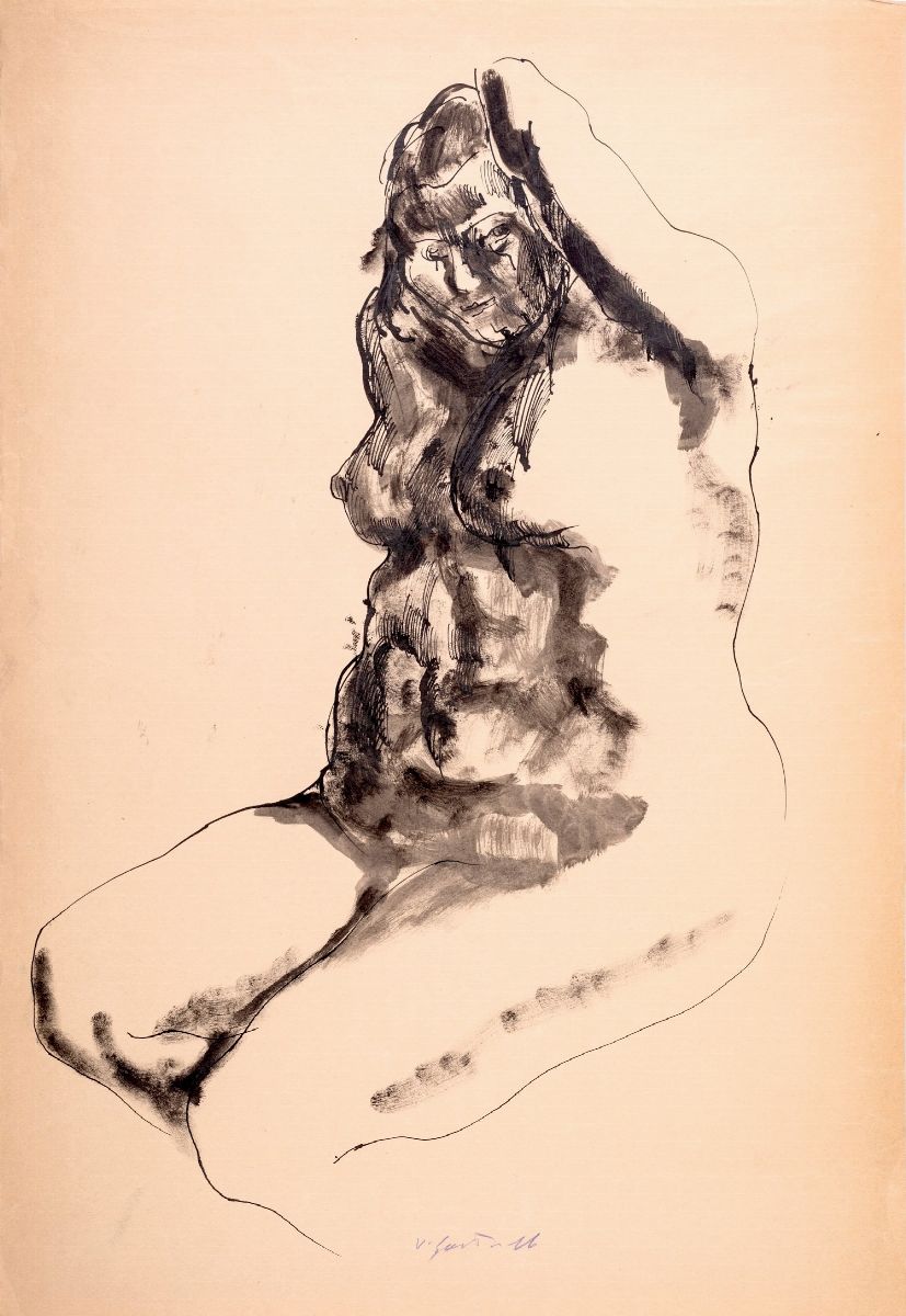Vincenzo Gaetaniello - Lotto di 5 Disegni Raffiguranti Studio per Nudo Femminile