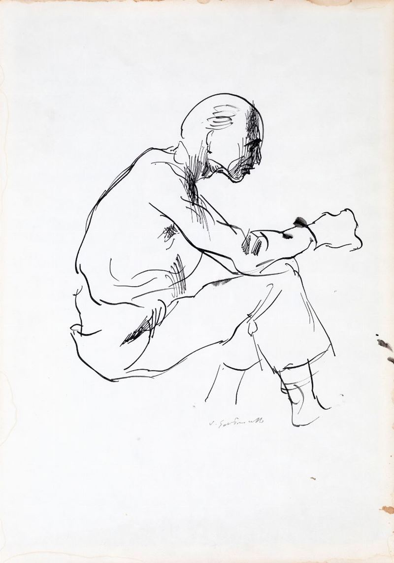 Vincenzo Gaetaniello - Lotto di 4 Disegni Raffiguranti Studi di Figure