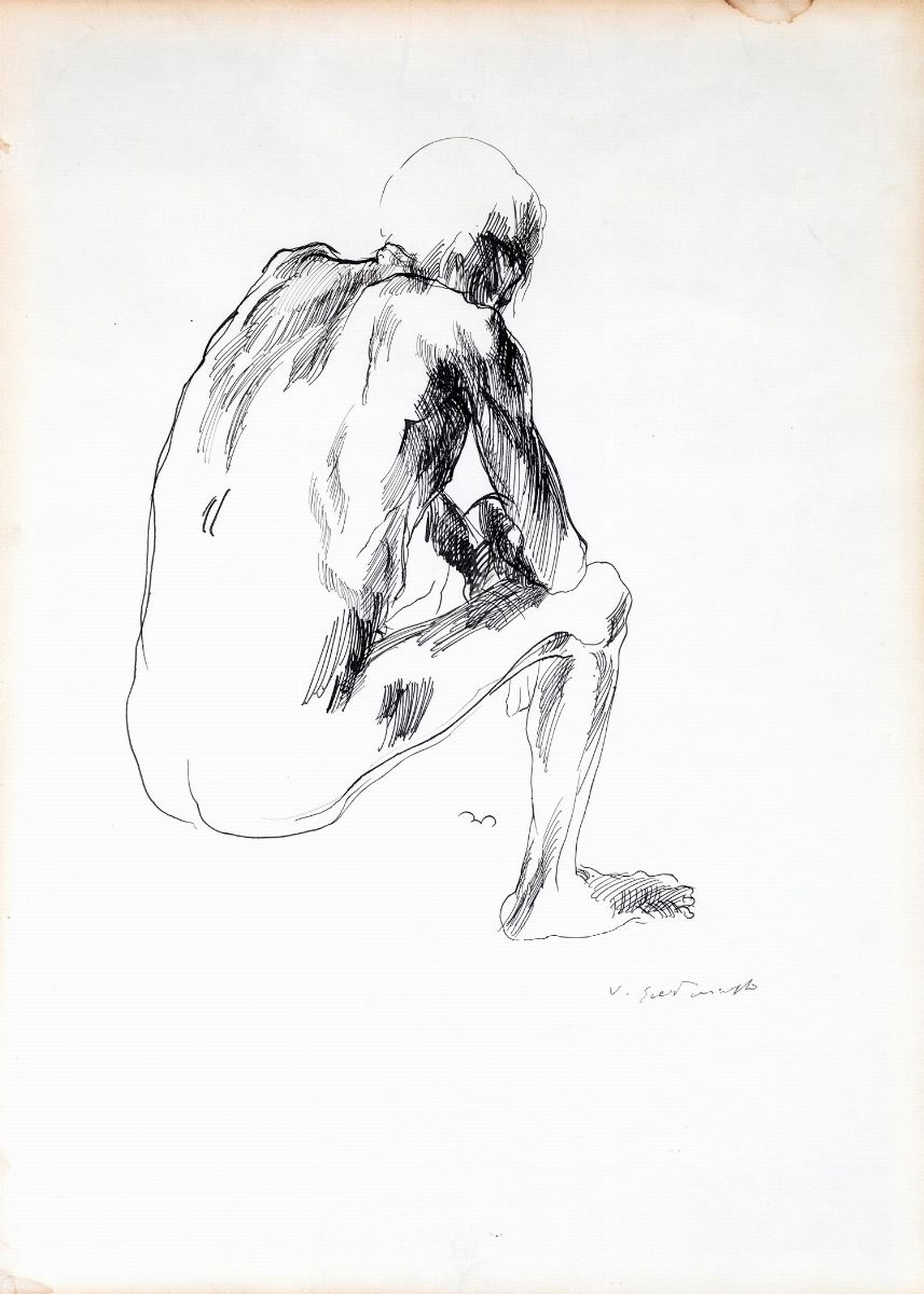 Vincenzo Gaetaniello - Lotto di 4 Disegni Raffiguranti Studi di Figure