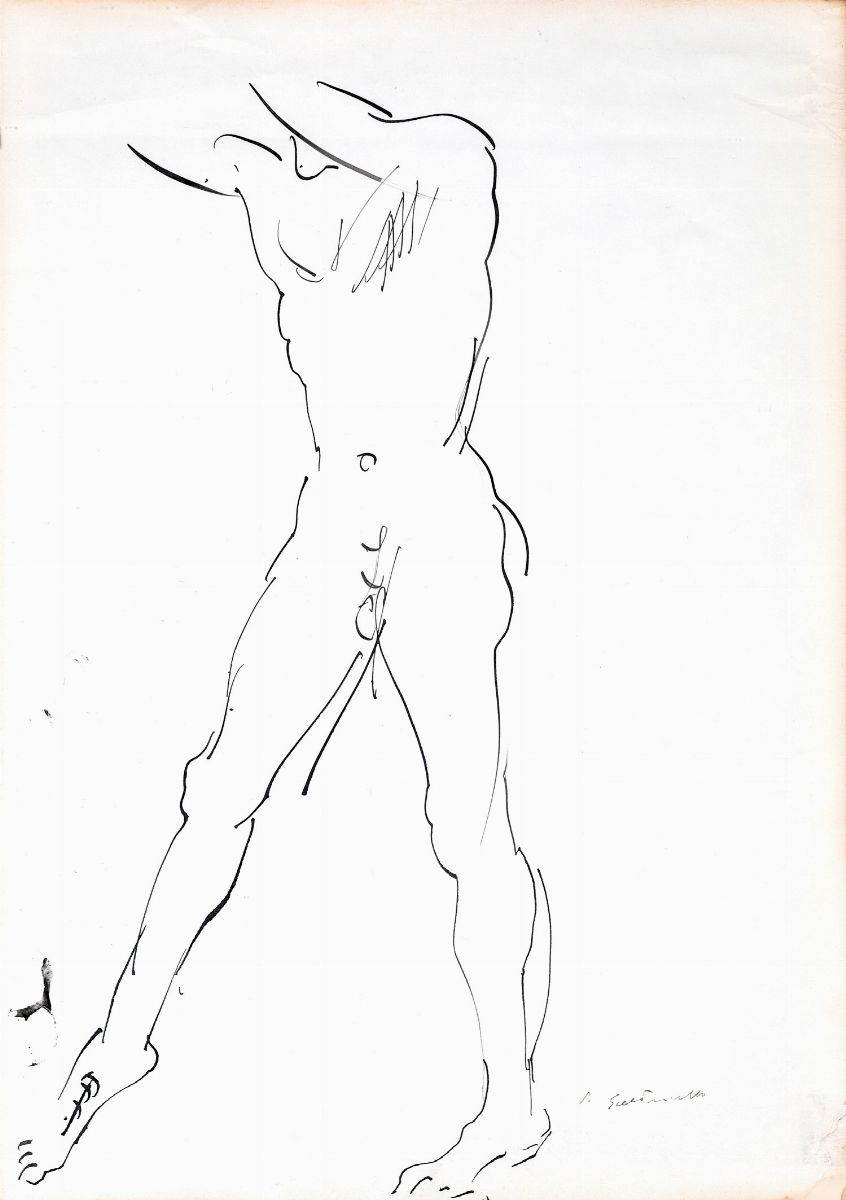 Vincenzo Gaetaniello - Lotto di 4 Disegni Raffiguranti Studi di Figure