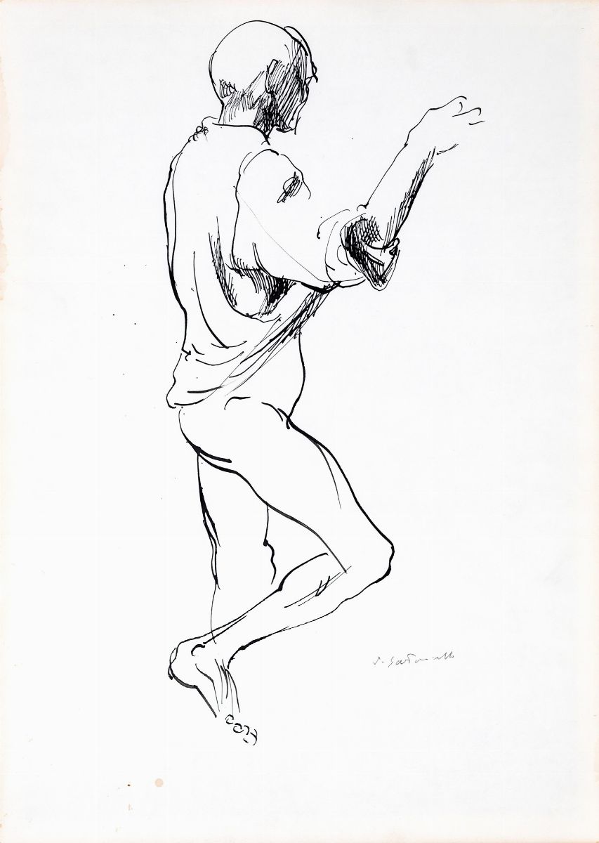 Vincenzo Gaetaniello - Lotto di 4 Disegni Raffiguranti Studi di Figure