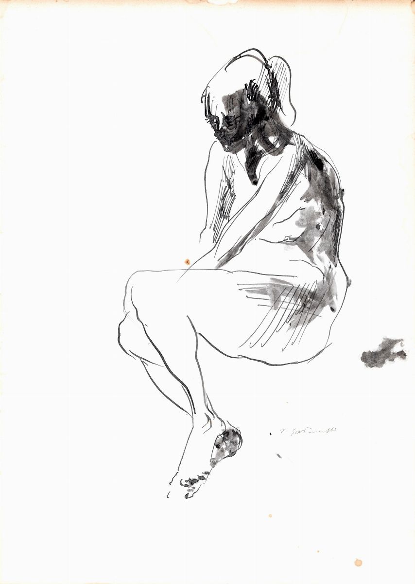Vincenzo Gaetaniello - Lotto di 4 Disegni Raffiguranti Studi di Figue