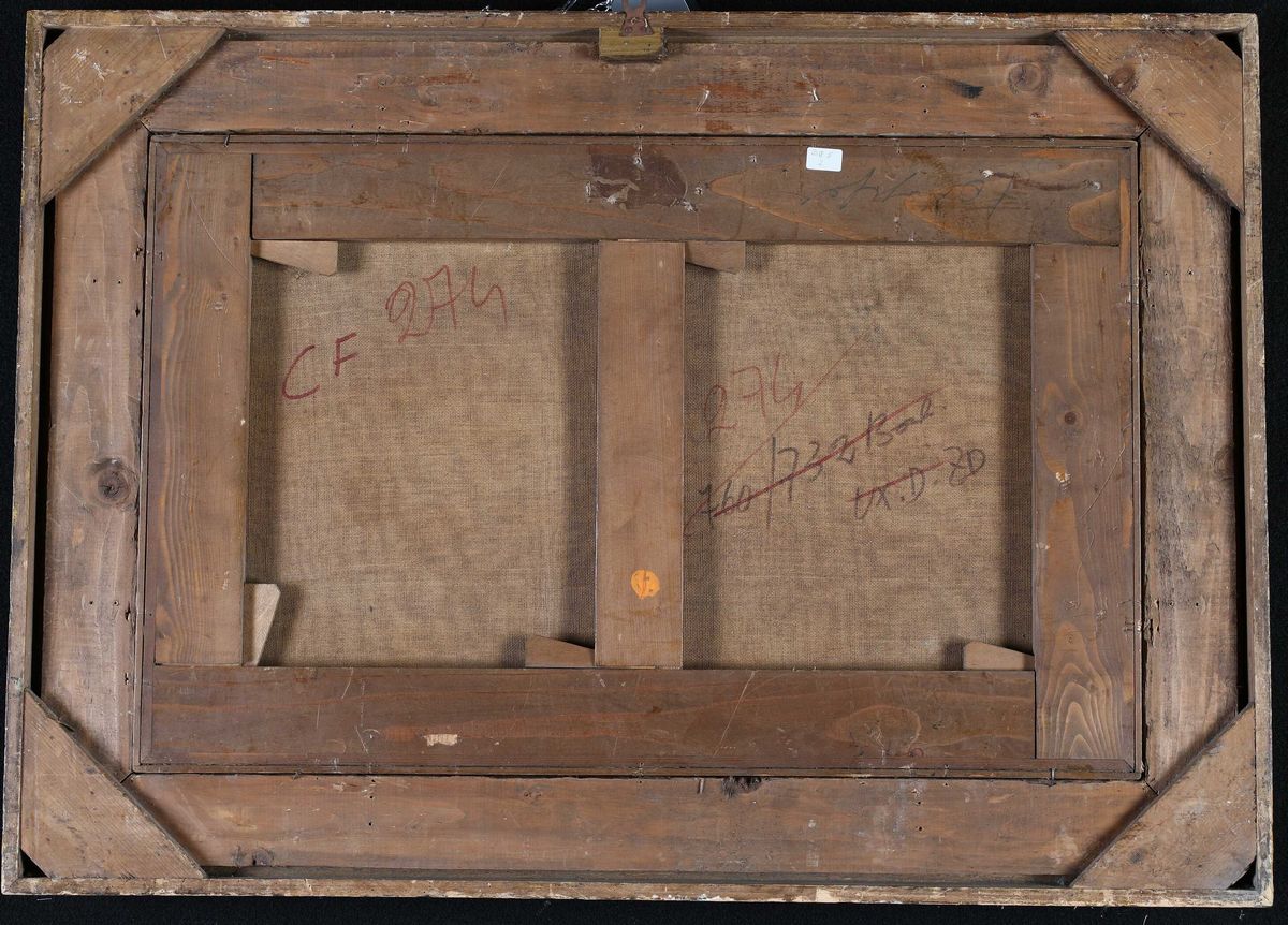 Scuola Napoletana del XVII Secolo - Gioco di Putti con Natura Morta di Fiori, Zucca e Anguria.