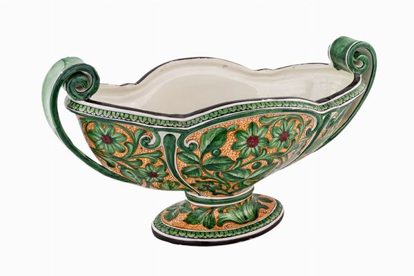 Coppa centrotavola in ceramica policroma