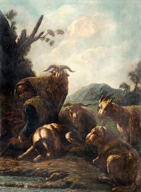 Paesaggio con pastore e armenti