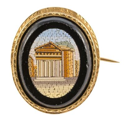 Spilla in Oro con Micromosaico "pantheon"