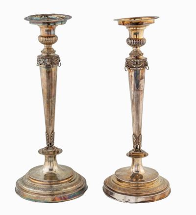 Coppia di Candelieri in Argento, Stefano Sciolet, Roma 1832