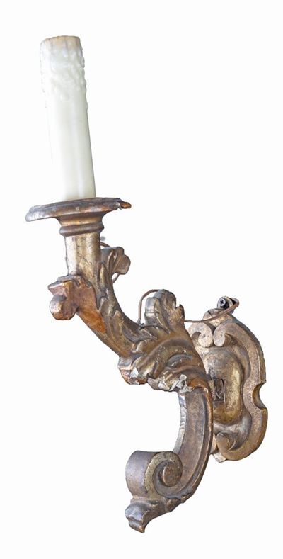 Coppia di Appliques in Legno Dorato