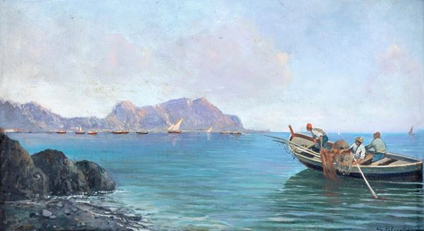 Salvatore Petruolo - Pescatori nel golfo di Napoli