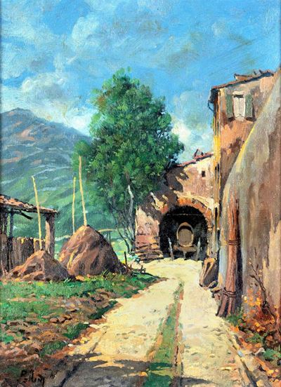 Scorcio di Paesaggio con Covoni e Casolare