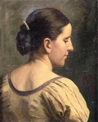 Profilo di Ragazza con Fermaglio di Perle