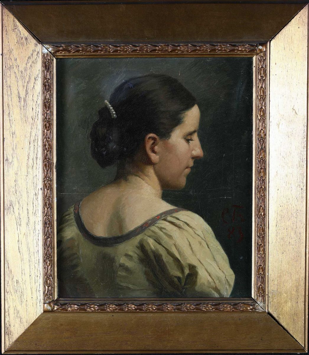 Christian Frederik Jacob Thomsen - Profilo di Ragazza con Fermaglio di Perle