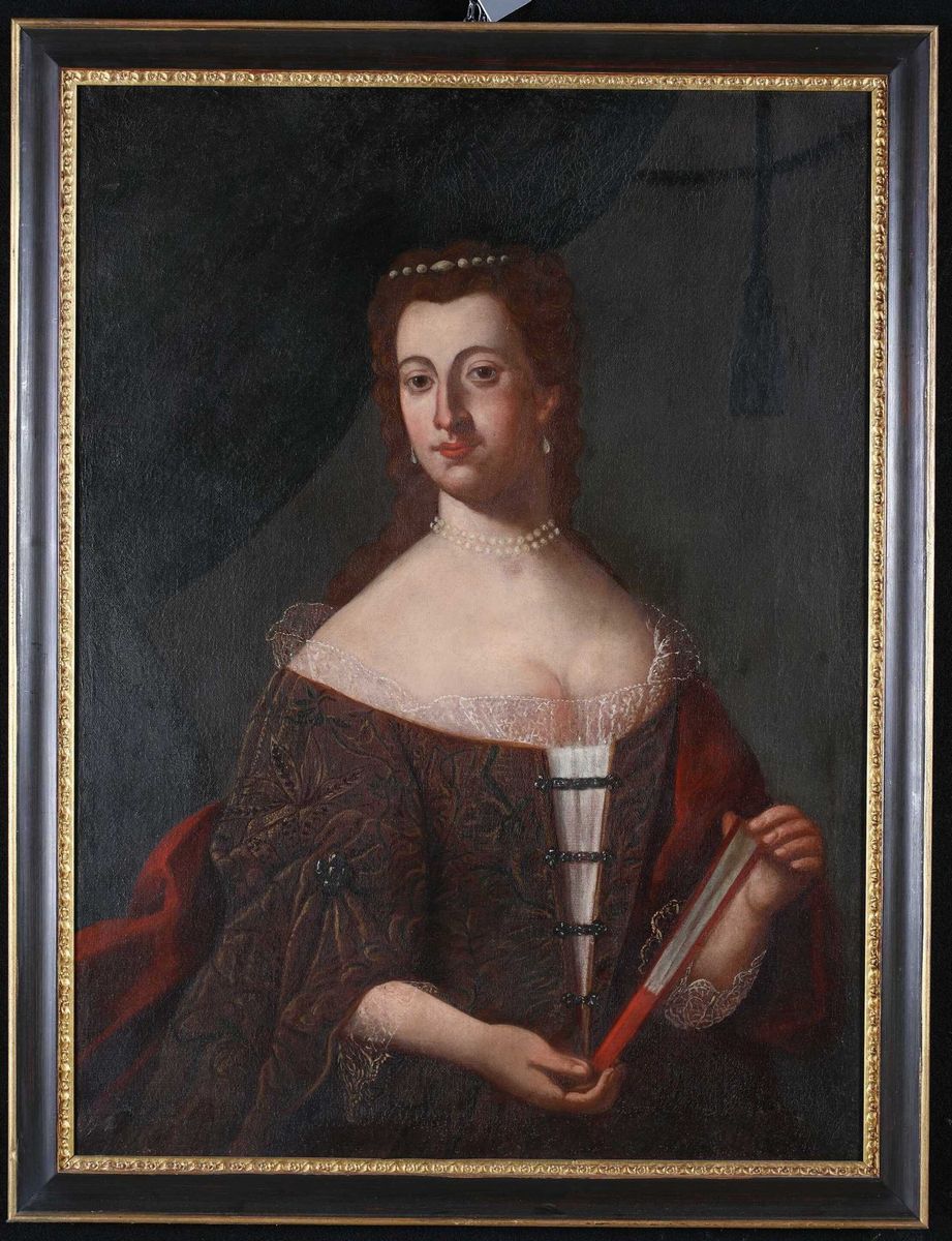 Anonimo del XVIII Secolo - Ritratto di Gentildonna con Ventaglio