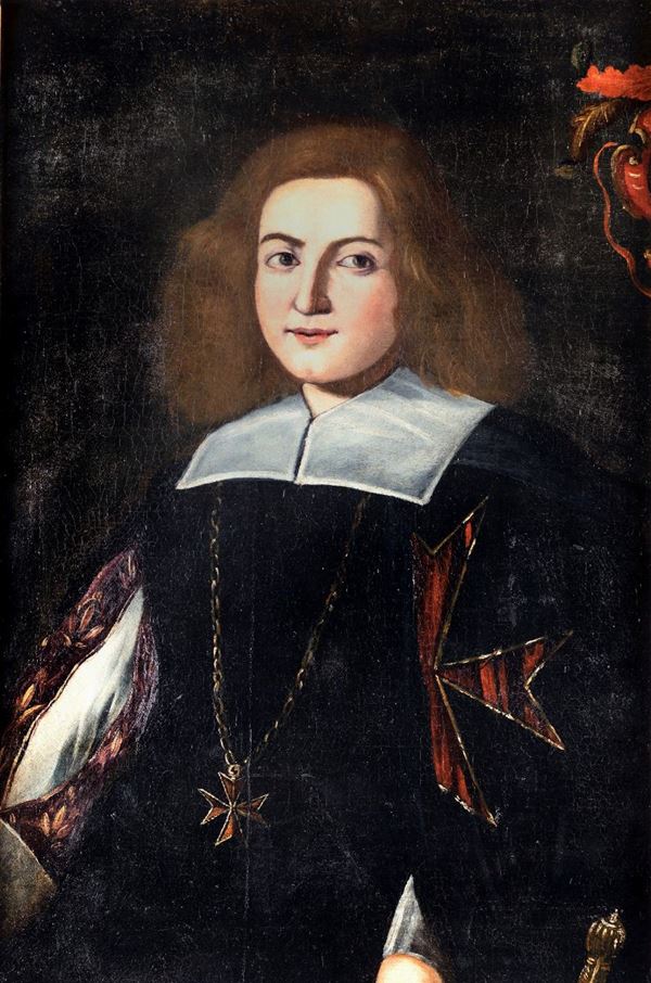 Pittore del XVII secolo - Ritratto di giovane cavaliere dell&#39;ordine di Malta