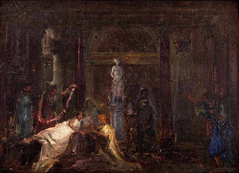 Giuseppe Sciuti - Interno con Figure Pompeiane