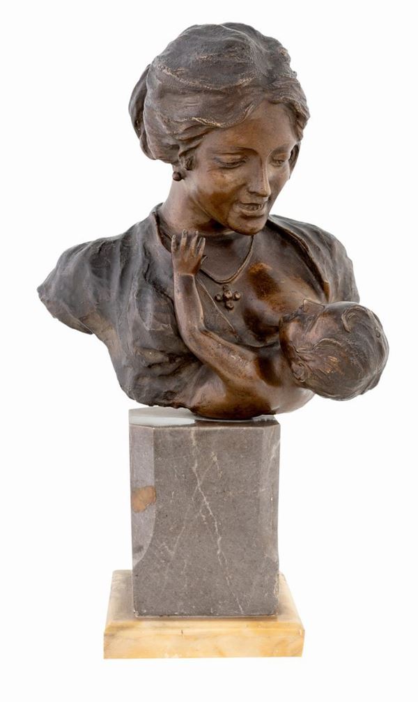 Maternit&#224;  - bronzo - Asta Antiquariato Dipinti Antichi e del XIX secolo, Arredi, Tappeti, e Argenti - Casa d'Aste Arcadia