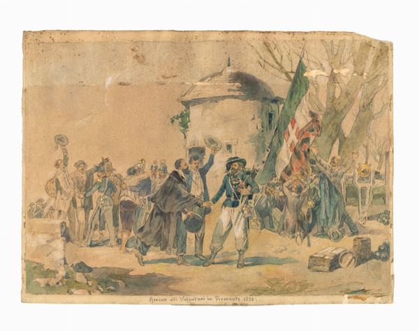 Sebastiano  De Albertis - Arrivo dei volontari in Piemonte, 1859