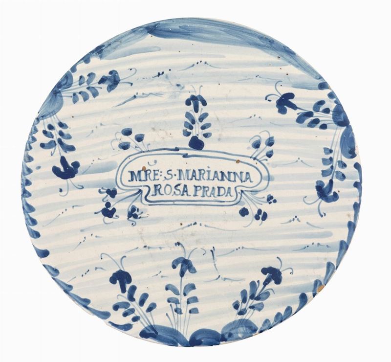 Piatto in Maiolica Bianca e Blu