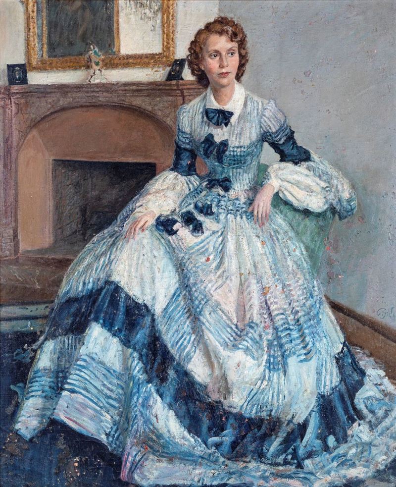 Paulo Ghiglia - Ritratto di Donna in Abito Azzurro