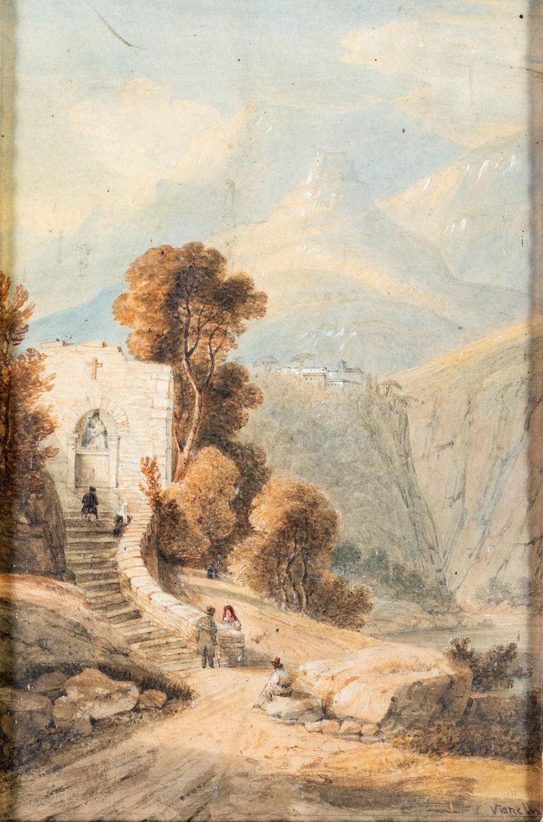 Achille Vianelli - Paesaggio con Figure