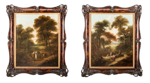 Pittore degli inizi del XIX secolo - PAESAGGI CON FIGURE