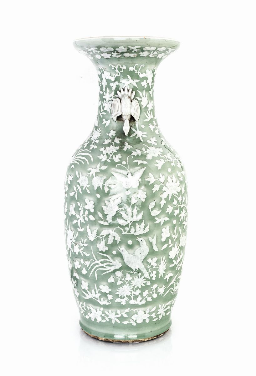 Rara Coppia di Vasi in Porcellana Longquan Celadon - 龙泉青瓷款...
