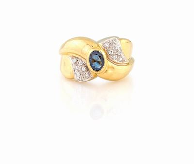 Anello Oro Giallo con Zaffiro