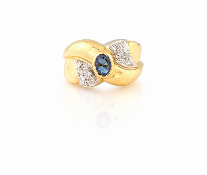 Anello Oro Giallo con Zaffiro
