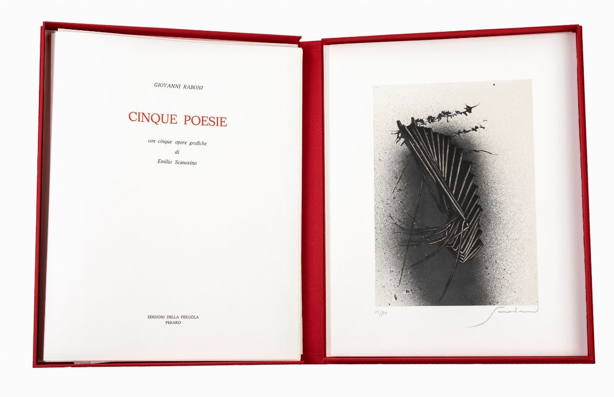 Cinque Poesie di Giovanni Raboni e Cinque Litografie a Colori di Emilio Scanavino