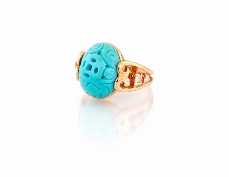 Anello con Turchese in Rosa