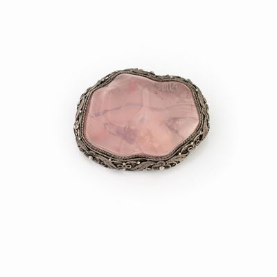 Spilla con Grande Quarzo Rosa