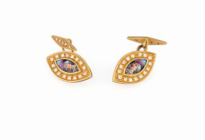Gemelli con Brillanti e Miniatura