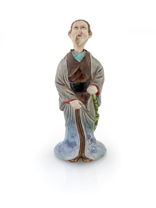 Figura di saggio in porcellana policroma, XX secolo