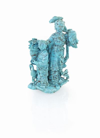 Piccolo Gruppo Scultoreo in Turchese