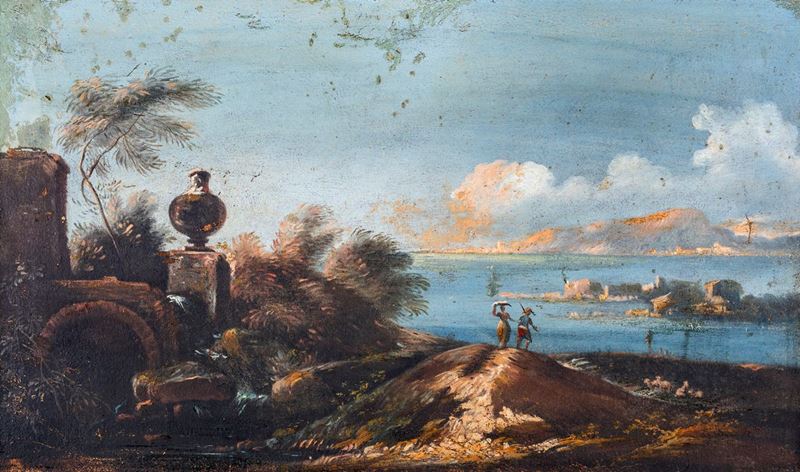 Scuola Napoletana del XIX Secolo - Paesaggio Costiero