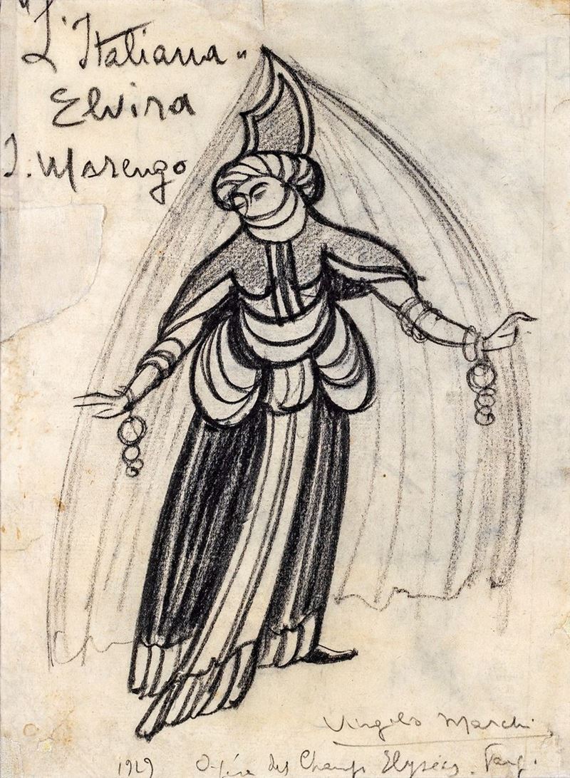 Virgilio Marchi - Bozzetto di Scena per Elvira da "L'italiana in Algeri" di Rossini