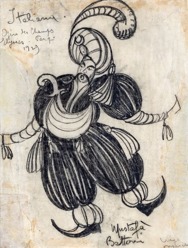 Virgilio Marchi - Bozzetto di Scena per Mustafà da L'italiana in Algeri di Rossini