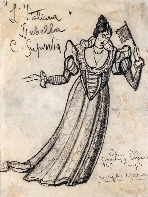 Bozzetto di scena per Isabella da L&#39;Italiana in Algeri di Rossini