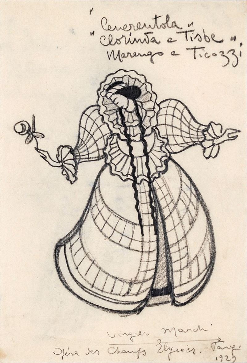 Virgilio Marchi - Bozzetto di Scena per Clorinta e Tisbe da Cenerentola di Rossini
